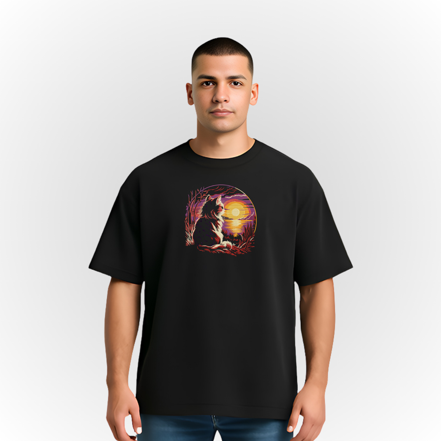 Sunset Cat Silhouette T-Shirt