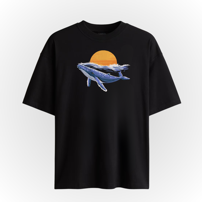 Blue Whale with Moon T-Shirt