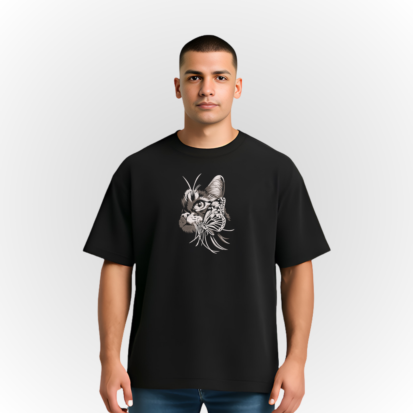 Cat with Butterfly T-Shirt