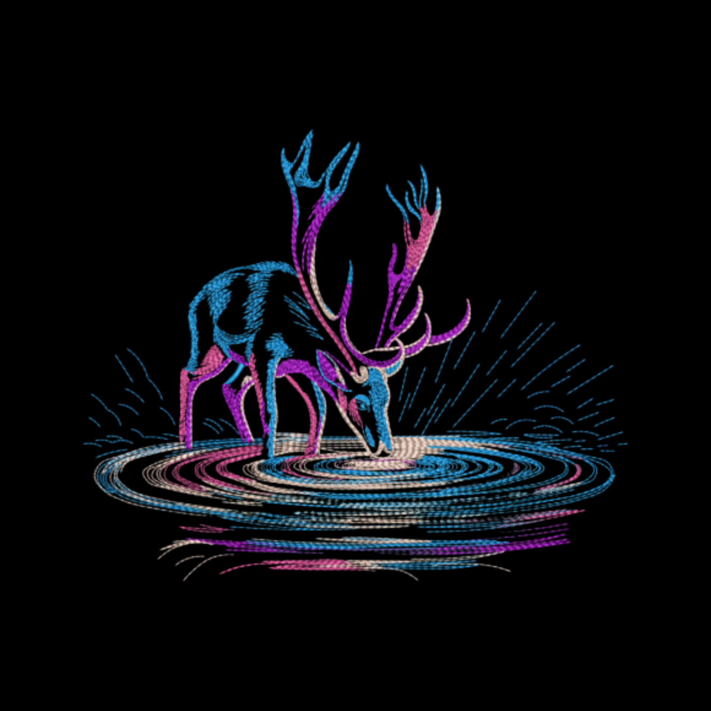 Colorful Deer Drinking Water T-Shirt