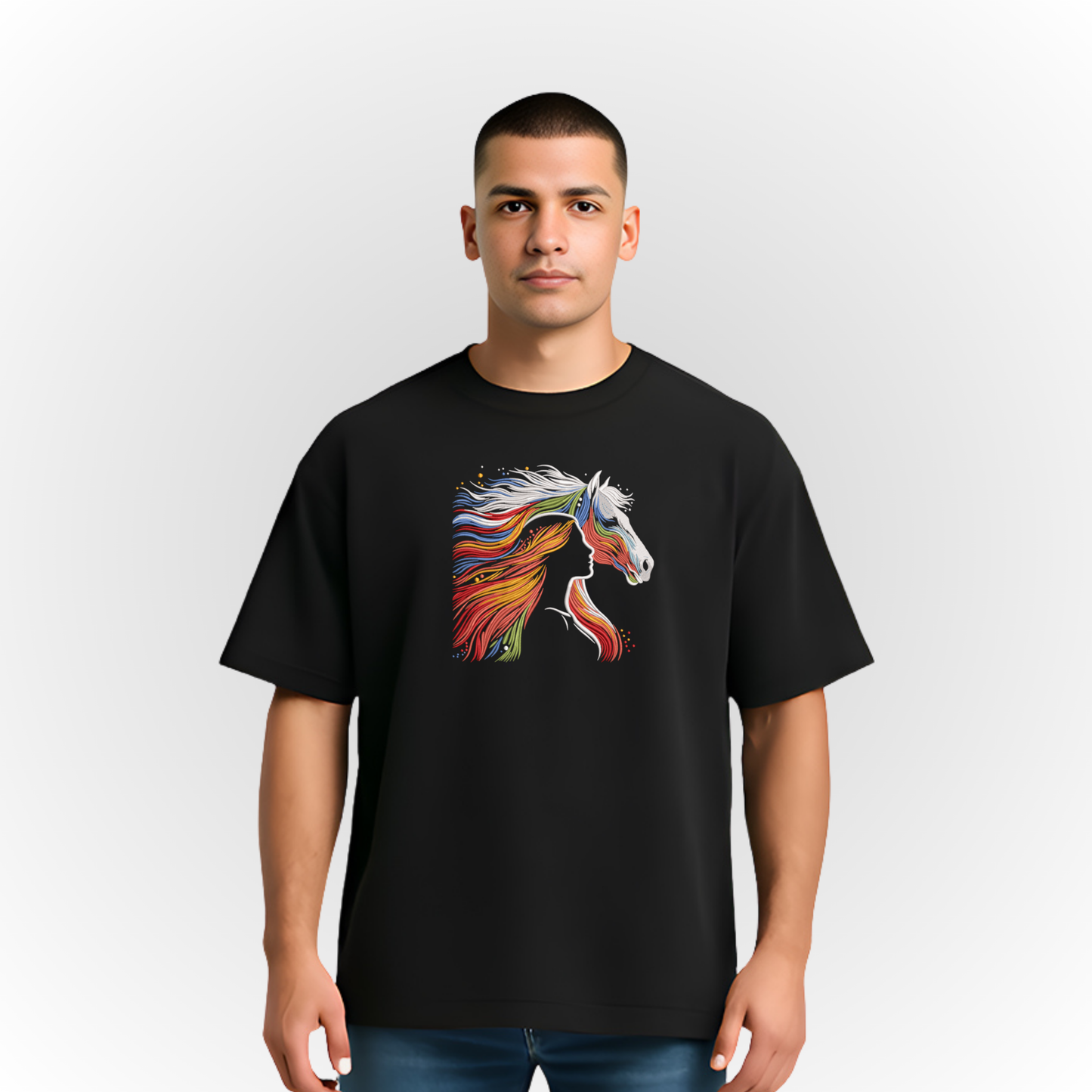 Colorful Horse and Woman Silhouette T-Shirt