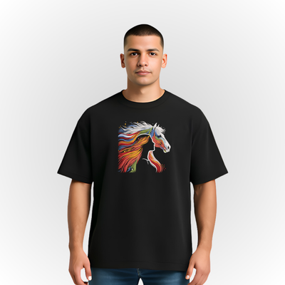 Colorful Horse and Woman Silhouette T-Shirt