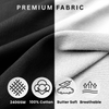 Comparison of black and white fabric with premium fabric attributes displayed.