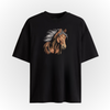 Black t-shirt with a majestic horse Embroidery on a white background